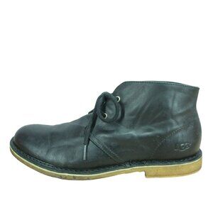 UGG Australia Black Leather Lace Up Chukka Desert Ankle Boots Size 11